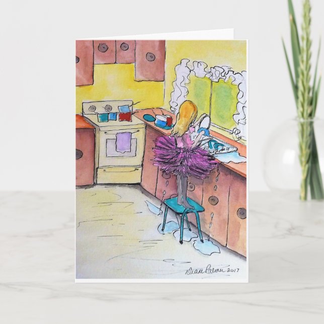 Tarjeta Chica en un tutu rosado, pintura de arte popular i (Anverso)