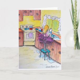 Tarjeta Chica en un tutu rosado, pintura de arte popular i