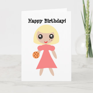 Tarjeta Chica Feliz Cumpleaños Cookie