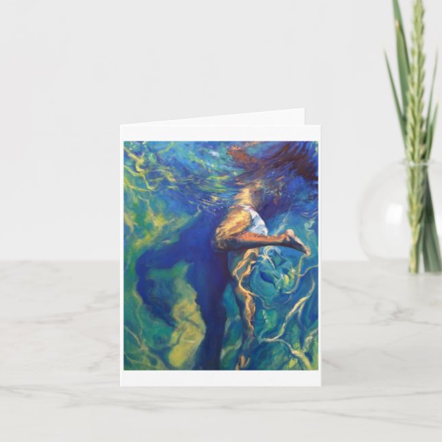 Tarjeta Chica flotando a la cima de la piscina (Anverso)