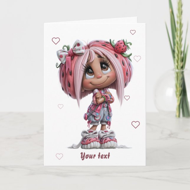 Tarjeta Chica Fresa Linda Personalizada (Anverso)