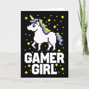 Tarjeta Chica Gamer Monada Arcoiris Galaxia Videojuego 