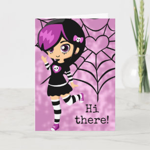 Tarjeta Chica gótica adorable corazón telaraña día de San 