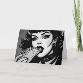 Tarjeta Chica gótica de estilo gráfico BW de los 50 comien