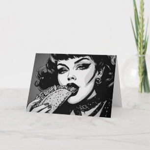 Tarjeta Chica gótica de estilo gráfico BW de los 50 comien