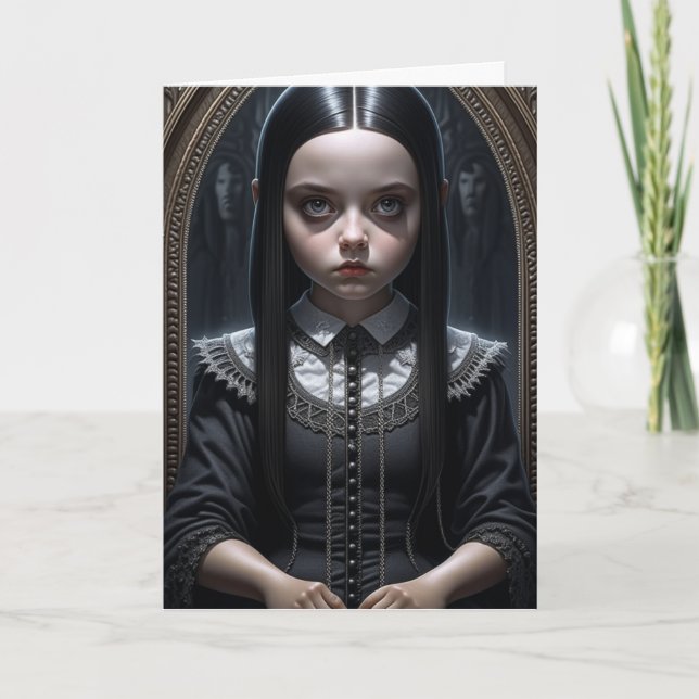 Tarjeta Chica gótico Spooky Haunting Halloween (Anverso)