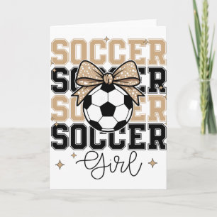 Tarjeta Chica Guay de Fútbol Coquette Bow Fútbol Deportes 