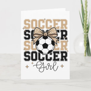 Tarjeta Chica Guay de Fútbol Coquette Bow Fútbol Deportes 