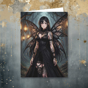 Tarjeta Chica Hada Anime Gótico   Pensando en Ti