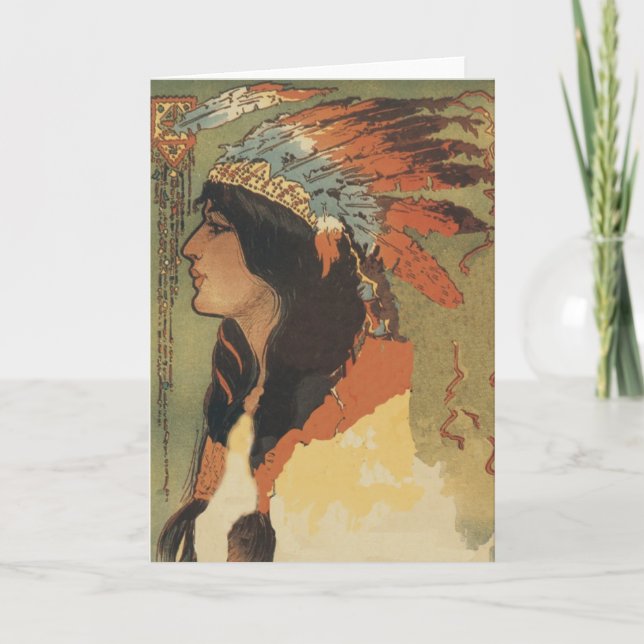 Tarjeta Chica indio vintage (Anverso)