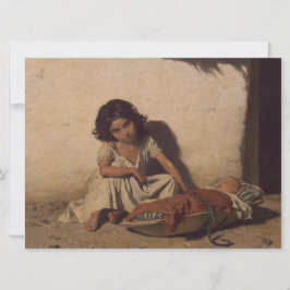 Tarjeta Chica joven con un bebé (niños pobres de la calle)