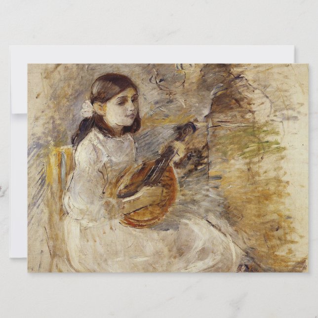 Tarjeta Chica jugando al mandolín (por Berthe Morisot) (Anverso)