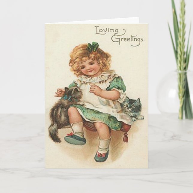 Tarjeta Chica Kitten Cat Birthday (Anverso)