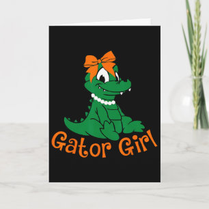 Tarjeta Chica Lagarto Lazo Naranja Bonito Lagarto Mujeres