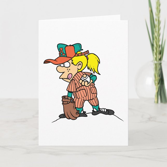 Tarjeta Chica Lanzando Cartas De Saludo De Béisbol (Subido por el creador)