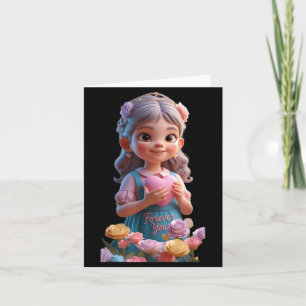 Tarjeta Chica Linda con Corazón Pequeño Diseño Divertido U