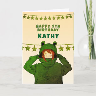 Tarjeta Chica linda con dibujo de cumpleaños de sudadera c