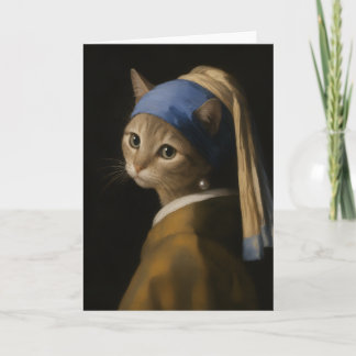 Tarjeta Chica Linda Con Un Gato De Dibujos Animados Con Pe