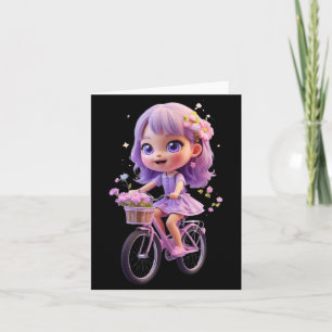 Tarjeta Chica linda de primavera con diseño divertido unis