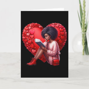 Tarjeta Chica linda del libro del día de San Valentín con 