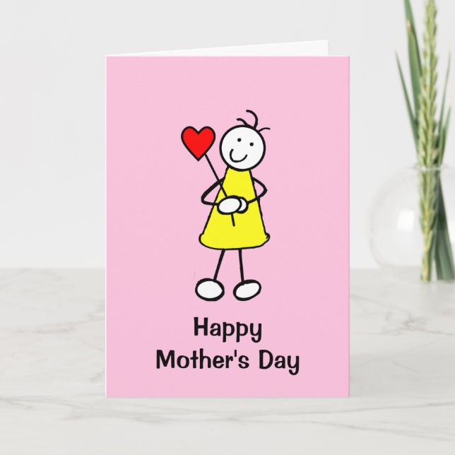 Tarjeta Chica lindo con Día de la Madre cardíaco (Anverso)