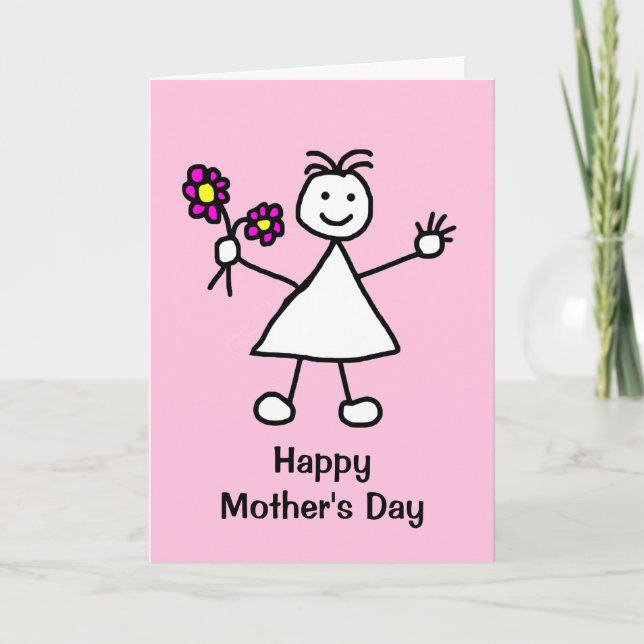 Tarjeta Chica lindo con Día de la Madre de flores (Anverso)