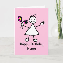 Tarjeta Chica lindo con flores Cumpleaños