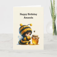 Chica lindo con traje de abeja con cumpleaños de m
