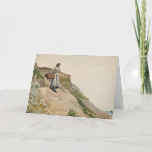 Tarjeta Chica llevando una canasta   Winslow Homer