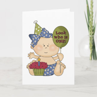 Tarjeta Chica Look Who's One Birthday Tshirts and Gifts