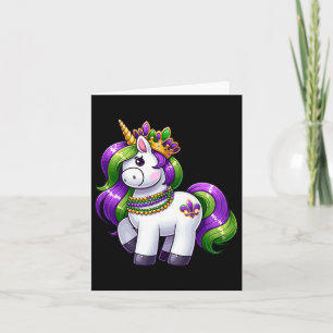 Tarjeta Chica Mardi Gras Princesa Unicornio Gráfico F