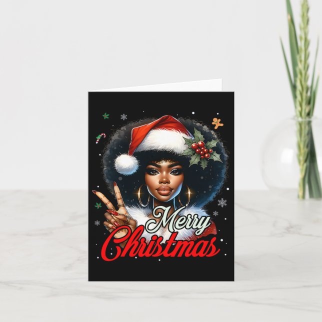 Tarjeta Chica Melanin Sant Navidades afroamericanos (Anverso)