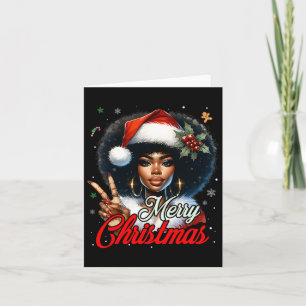 Tarjeta Chica Melanin Sant Navidades afroamericanos