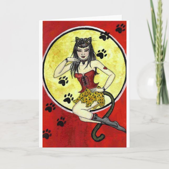 Tarjeta Chica 'Meow' Pin-Up (Anverso)