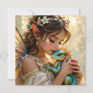 Tarjeta Chica Mística Hada y Dragón  