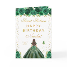 Chica Morena Pelo Floral Verde Cumple Dieciséis