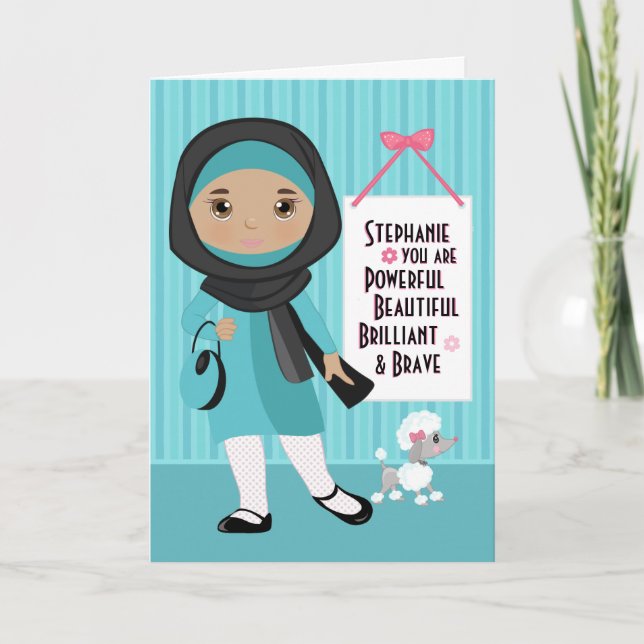 Tarjeta Chica musulmana hermosa y valiente (Anverso)
