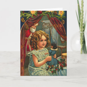 Tarjeta Chica navideño vintage con mensaje de Personalizad