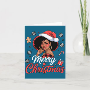 Tarjeta Chica negra africana americano Feliz Navidad Santa