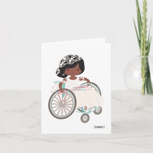 Tarjeta Chica negro-comunitario personalizado en silla de  (Anverso)