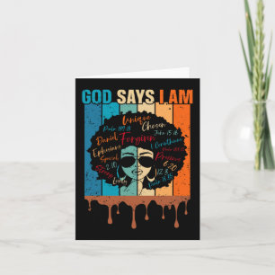 Tarjeta Chica negro Dios dice que soy negro melanín histor