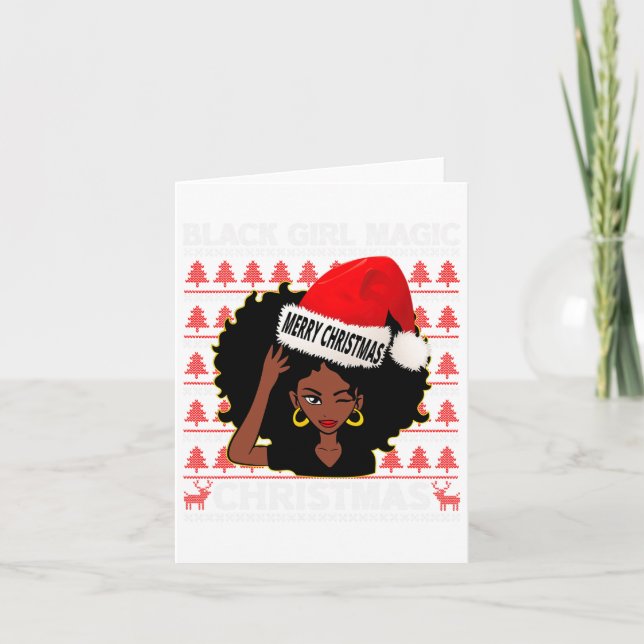 Tarjeta Chica negro magia Feliz Navidad afroamericano (Anverso)