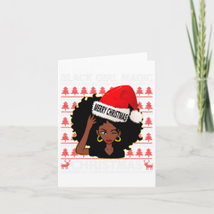 Tarjeta Chica negro magia Feliz Navidad afroamericano