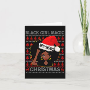 Tarjeta Chica negro magia Feliz Navidad afroamericano