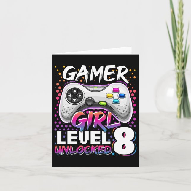 Tarjeta Chica Nivel 8 Videojuego desbloqueado 8Regalo de c (Anverso)