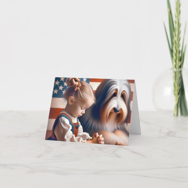 Tarjeta Chica norteamericano pequeño rezando (Anverso)