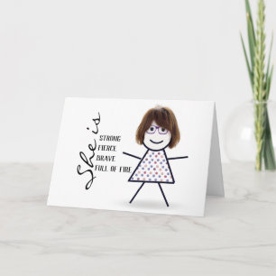 Tarjeta Chica Palito con Cabello para el Cumpleaños de Mam