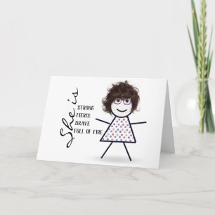 Tarjeta Chica Palito con Cabello para el Cumpleaños de Mam