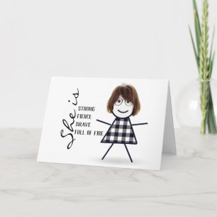 Tarjeta Chica Palito con Pelo para el Día de la Madre