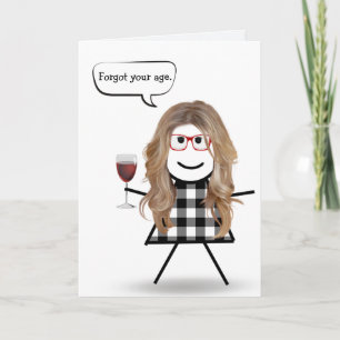 Tarjeta Chica Palito con Vino Tinto Cumpleaños Atrasado